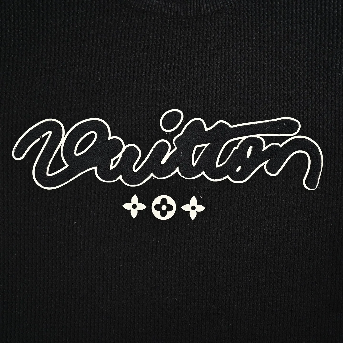 Louis Vuitton/Louis Vuitton signature flocked letter crew neck sweater